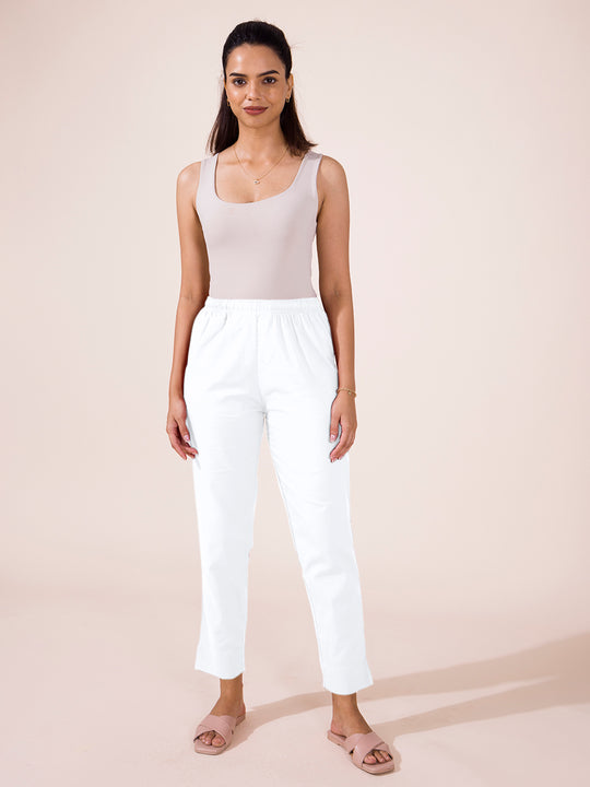 GO COLORS Regular Fit Women Cream Trousers - Buy GO COLORS Regular Fit  Women Cream Trousers Online at Best Prices in India