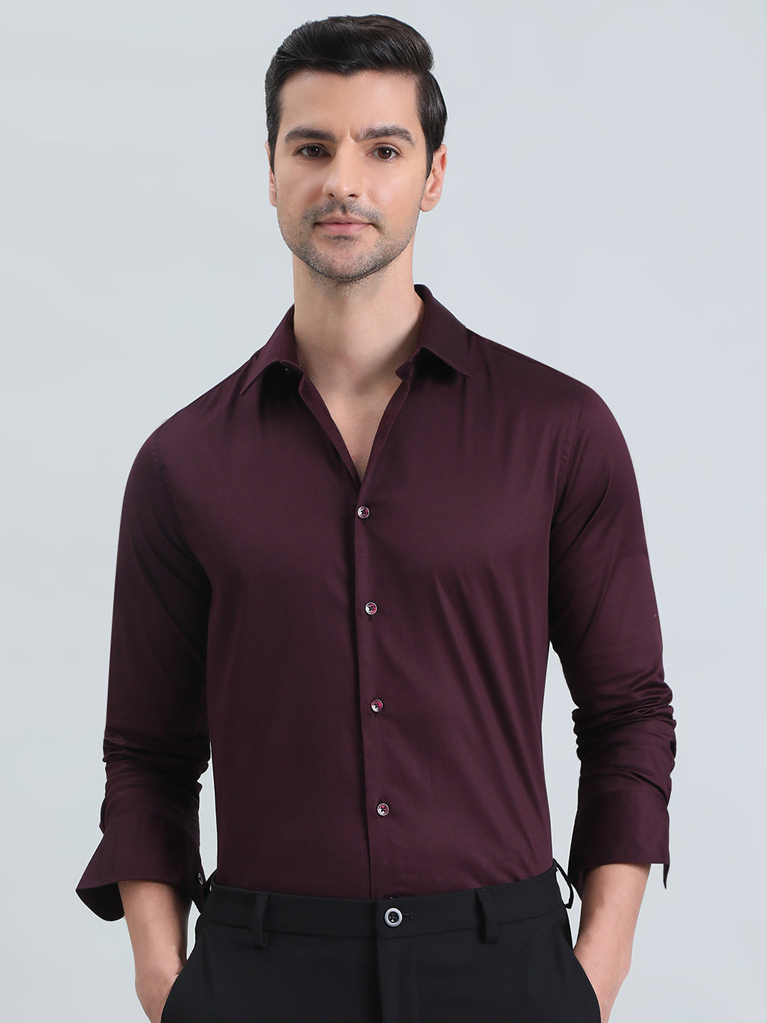 Cotton Stretch Slim Fit Satin Shirt