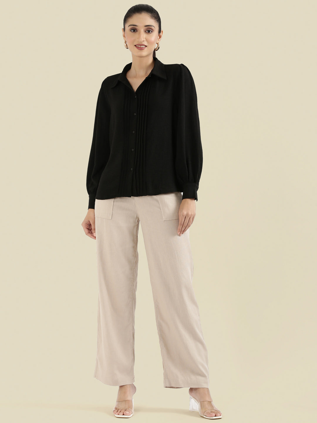 Hammered Classic Collar Pintuck Shirt