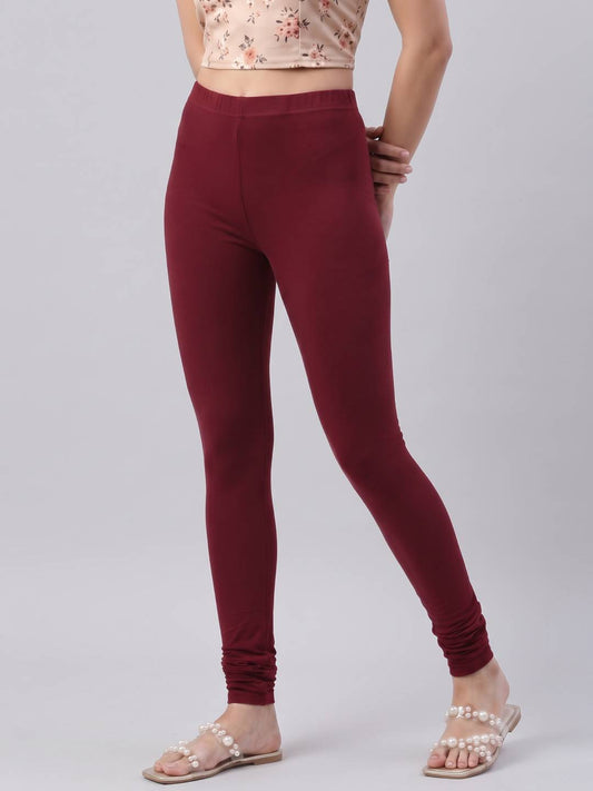 Maroon Cotton Stretch Churidar