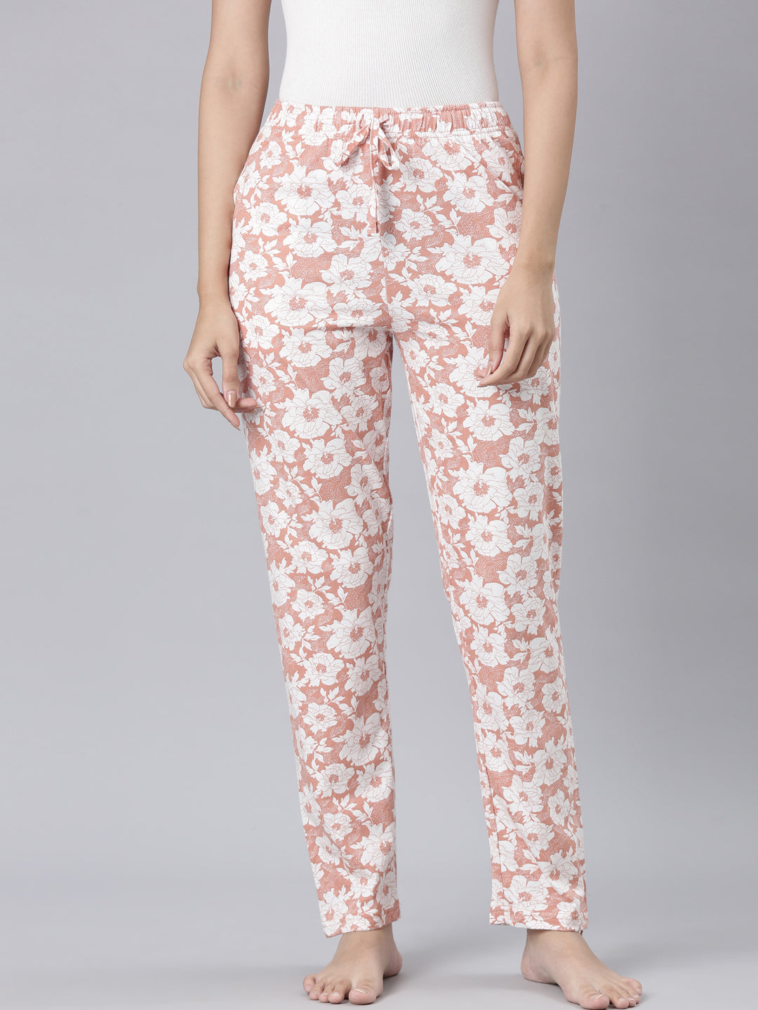 Coral Cotton Knit Printed Lounge Pants