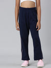 Navy Cotton Stretch  Side Stripes Track Pant