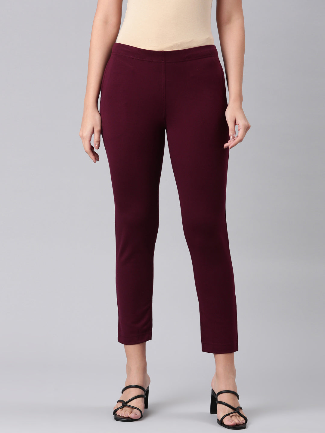 Bright Maroon Ponte Smart Fit Kurti Pant