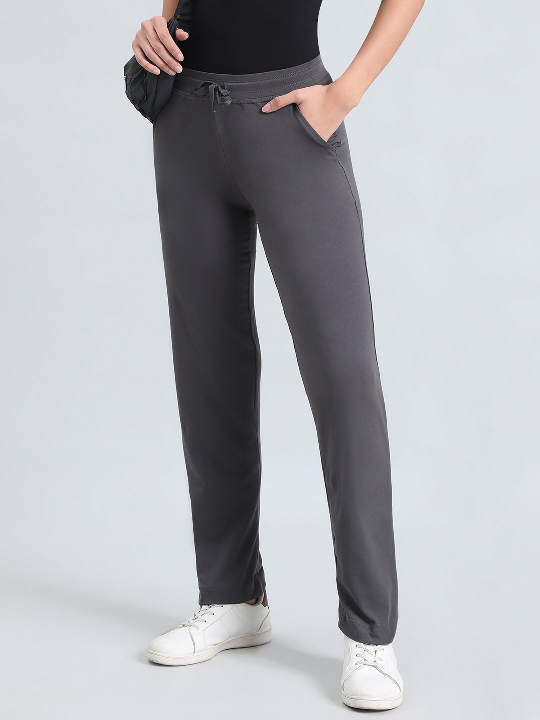 Silver Grey Cotton Stretch Track Pant