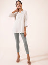 Grey Melanges Cotton Stretch Ankle Length Leggings