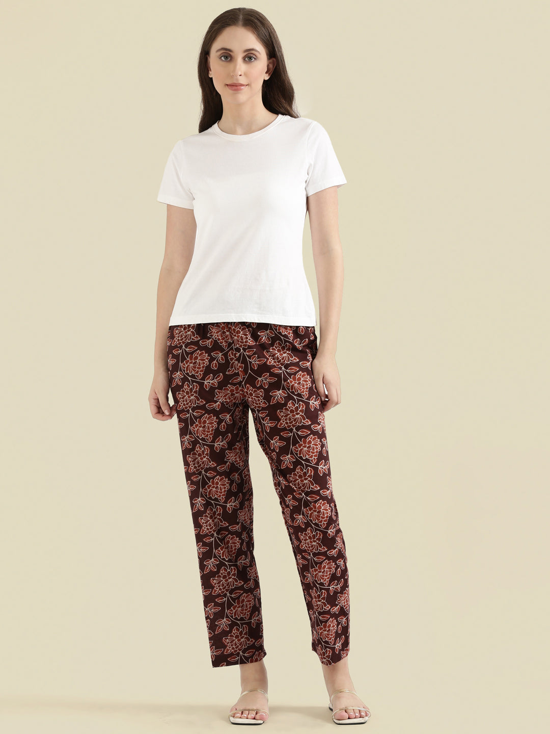 Maroon Cotton Woven Printed Lounge Pants