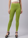 Pista Green Cotton Stretch Ankle Length Leggings