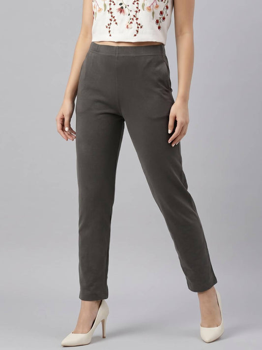 Silver Grey Cotton Stretch Kurti Pants