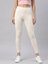 Ecru Cotton Stretch Ankle Length Leggings