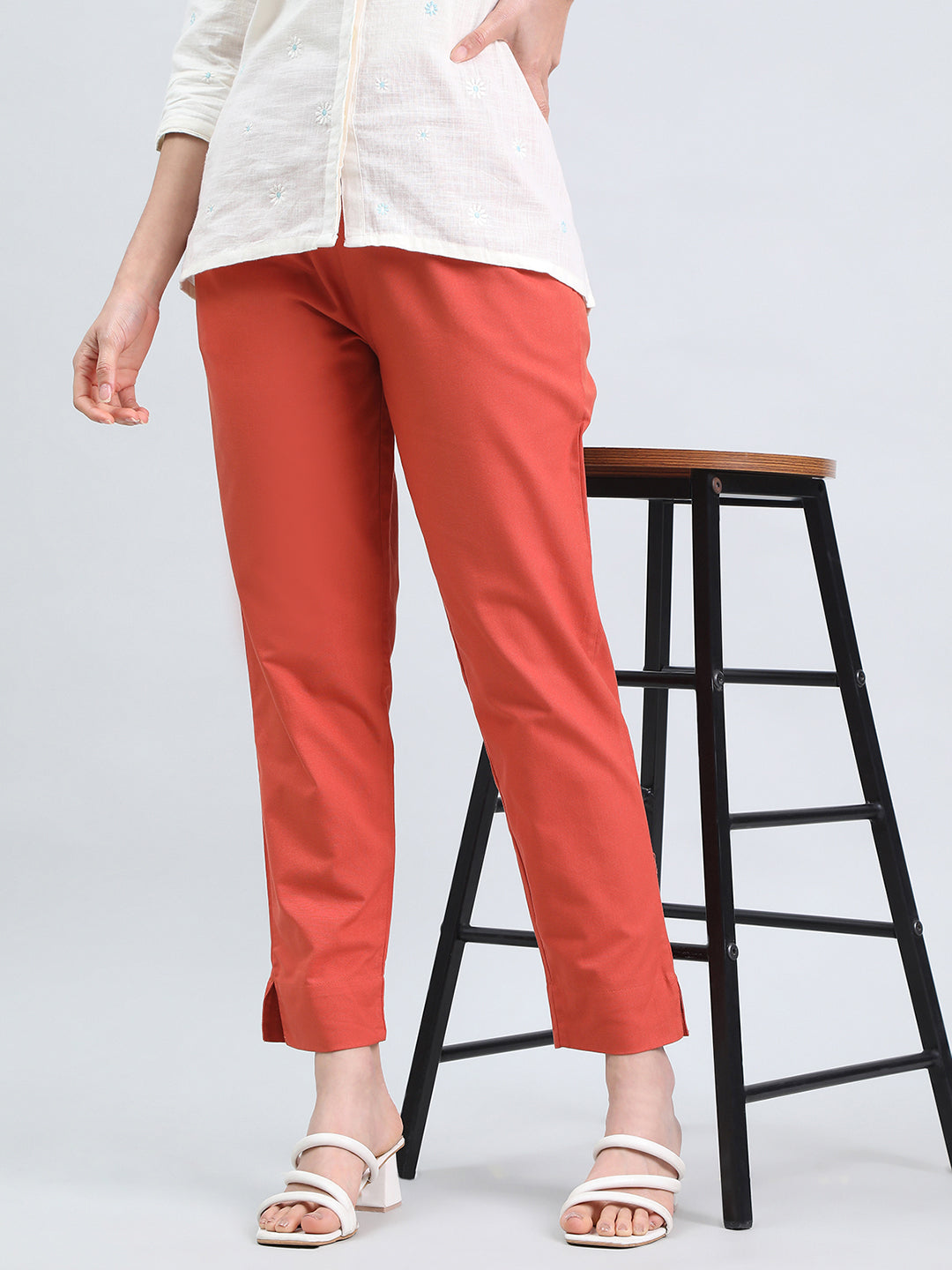 Rust Cotton Pencil Pant