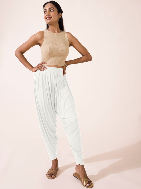 Buy Off White Solid Cotton Pant with 8 buttons on bottom Online at Soch  India