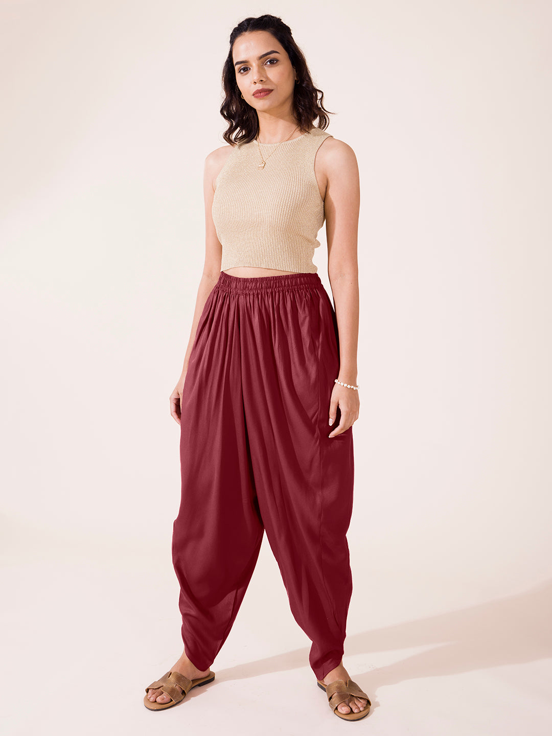 Buy Go Colors Red Solid Dhoti Pants - Dhotis for Women 4891815 | Myntra