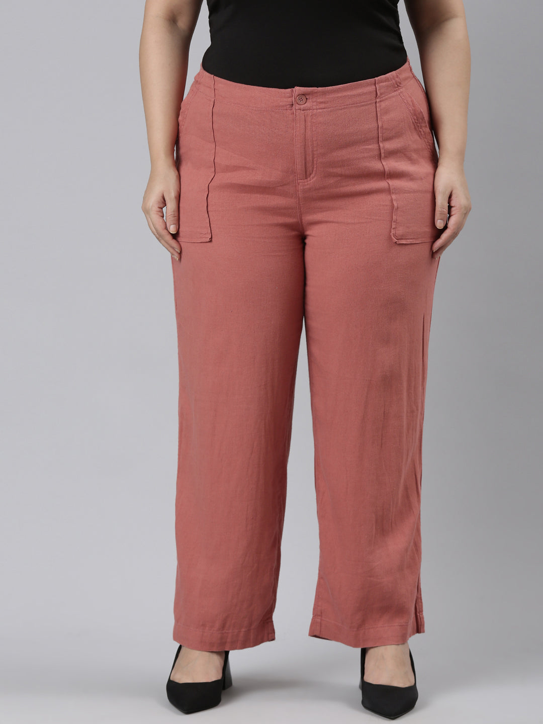 Shop Women's Rust Linen Cargo Pants Online