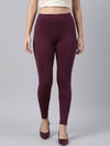 Dark Purple Cotton Stretch Ankle Length Leggings