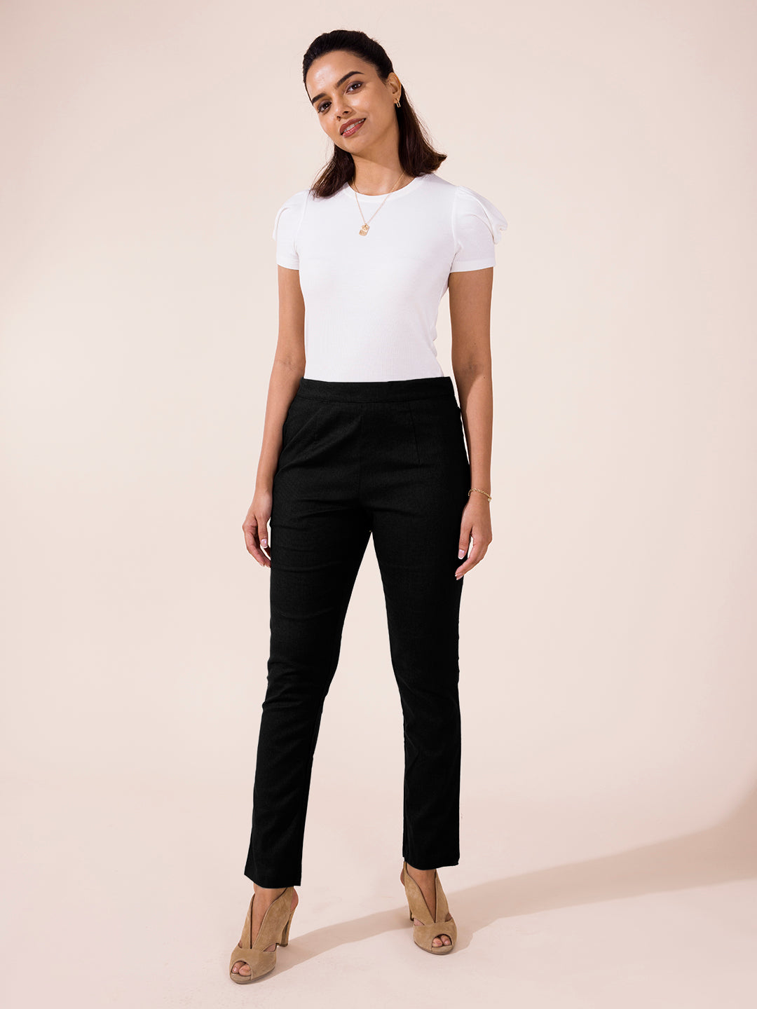 Black Linen Pencil Pant