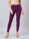 Medium Purple Cotton Stretch Ankle Length Leggings