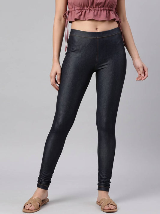 Black Cotton Poly Stretch Knit Jeggings