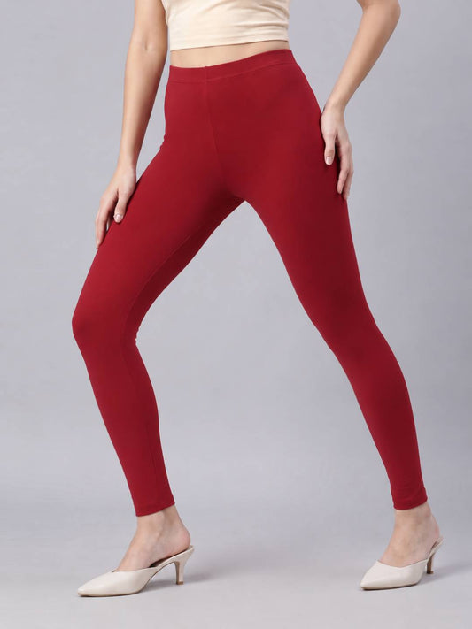 Cherry Cotton Stretch Ankle Length Leggings