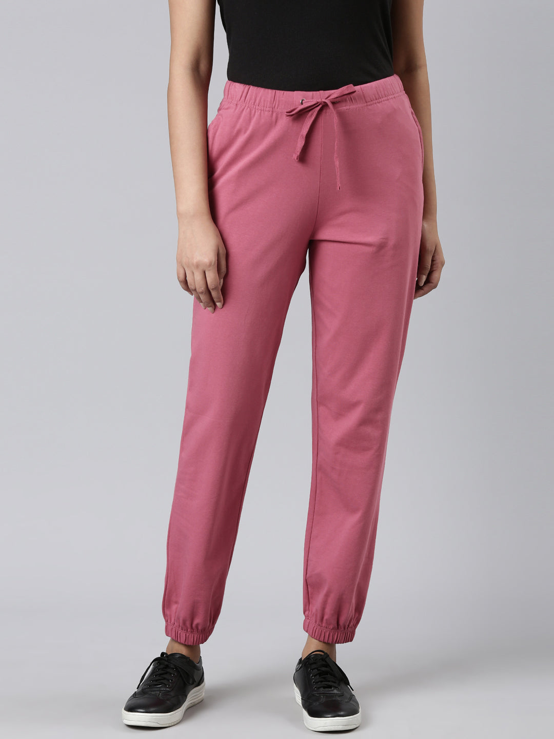 Wine Cotton Trouser For Women, Solid Regular Fit