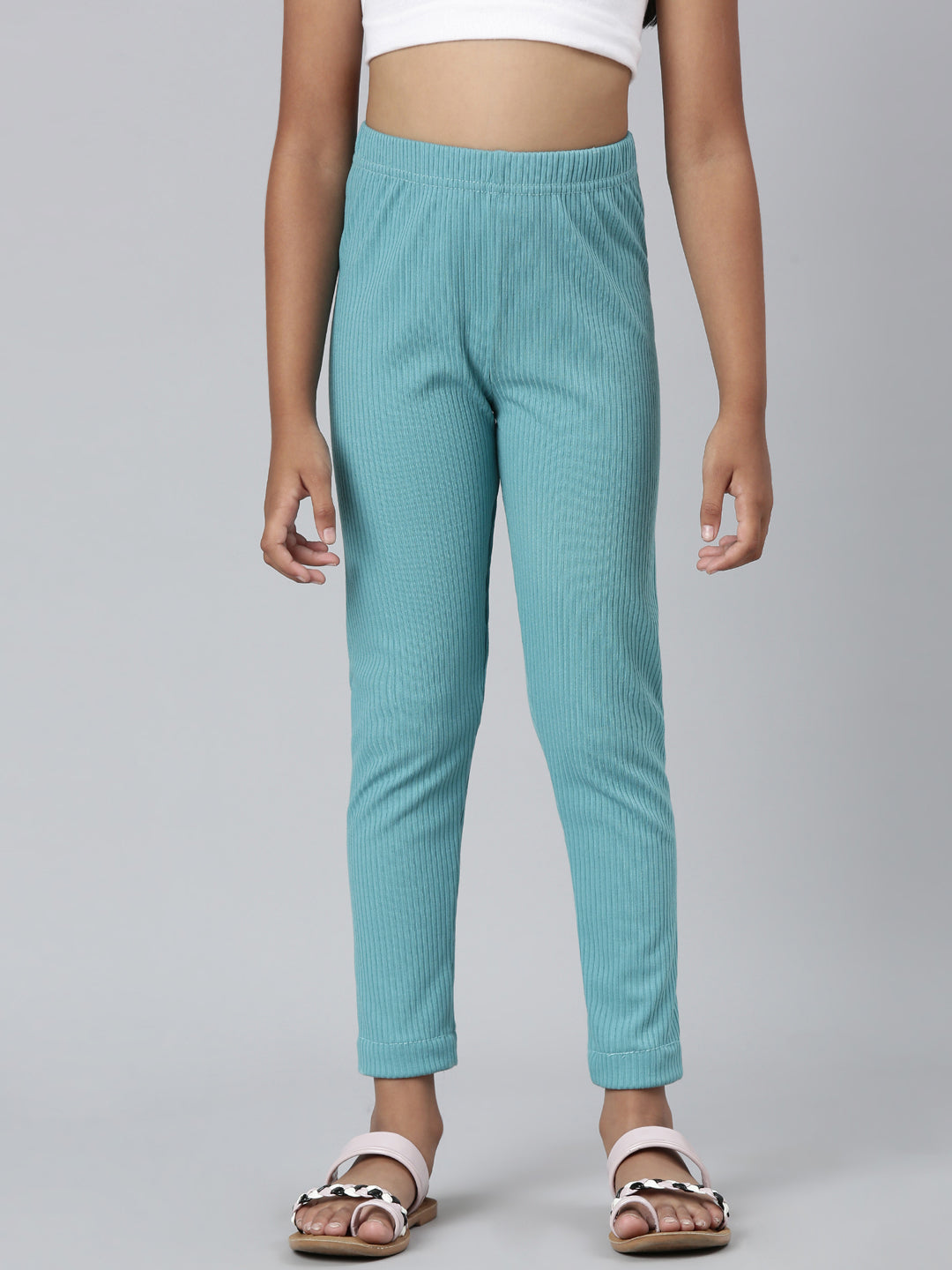 Dark Mint Rayon Poly Stretch Rib Leggings