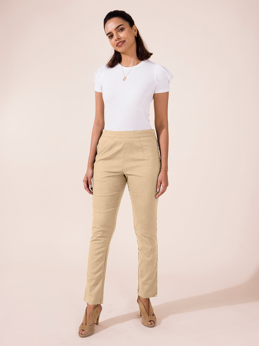 Wheat Linen Pencil Pant