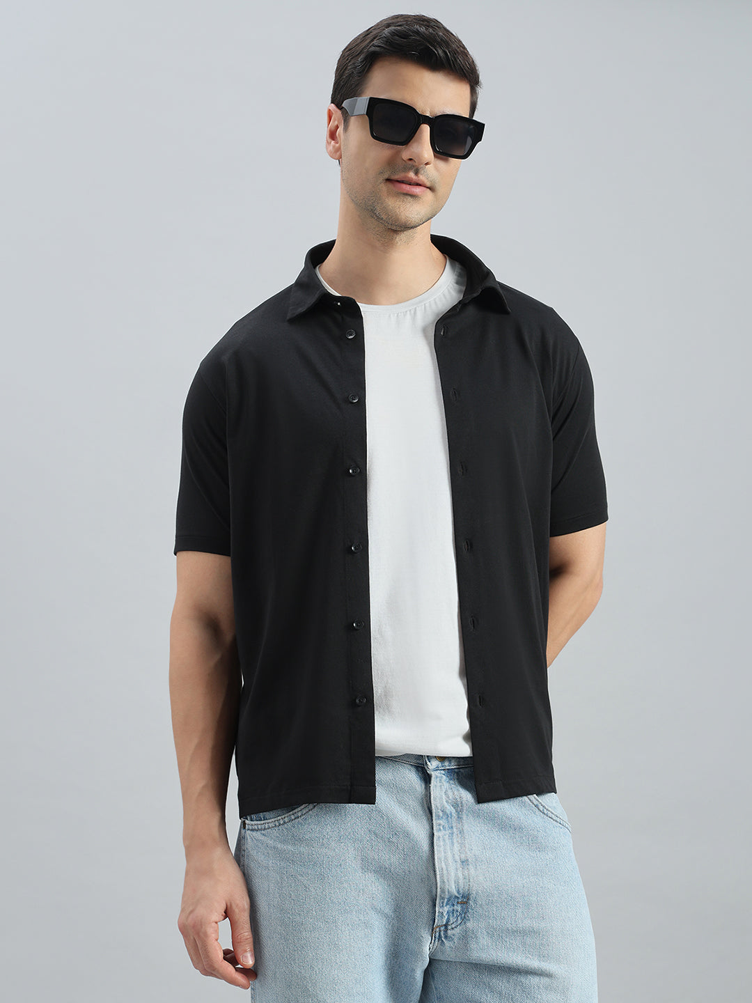 Cotton Stretch Half Sleeves Knit Shirt