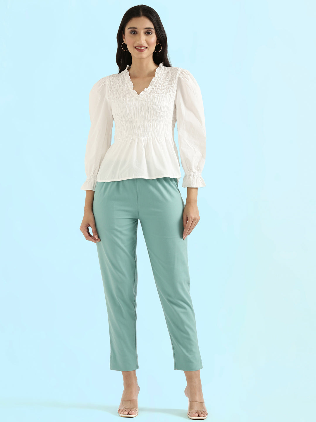 Light Mint Cotton Pencil Pant