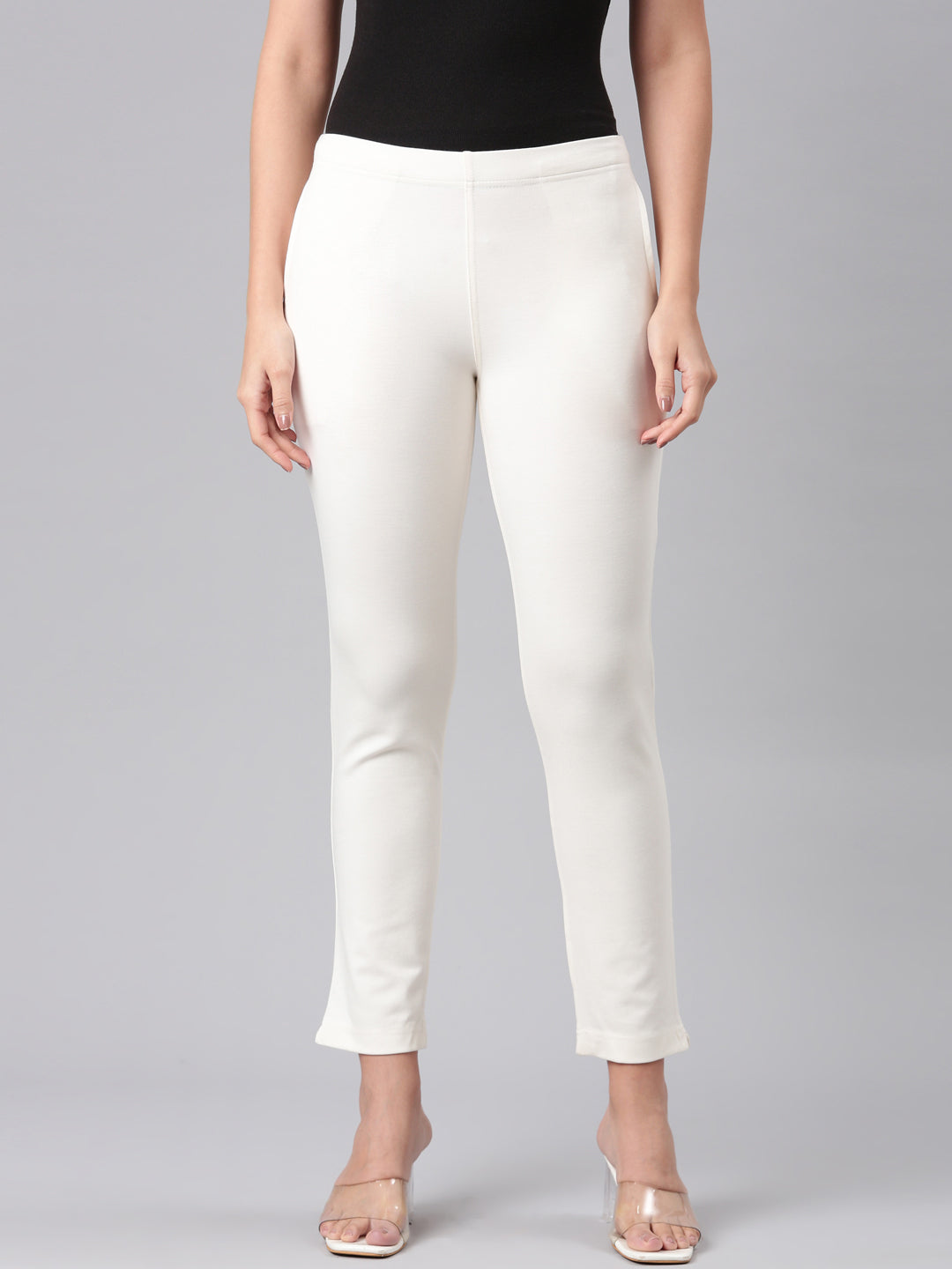 White Ponte Smart Fit Kurti Pant