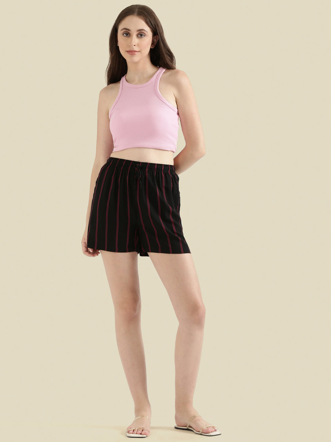 Black Woven Viscose Printed Lounge Shorts