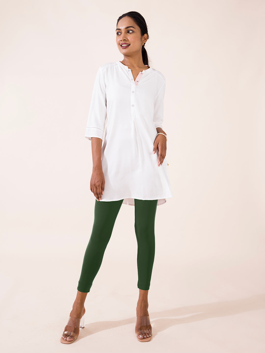 Evergreen Cotton Stretch Ankle Length Leggings