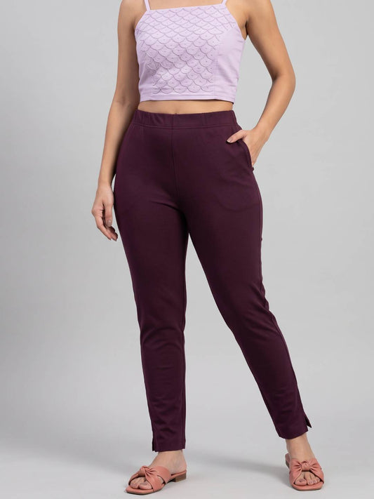 Dark Purple Cotton Stretch Kurti pants