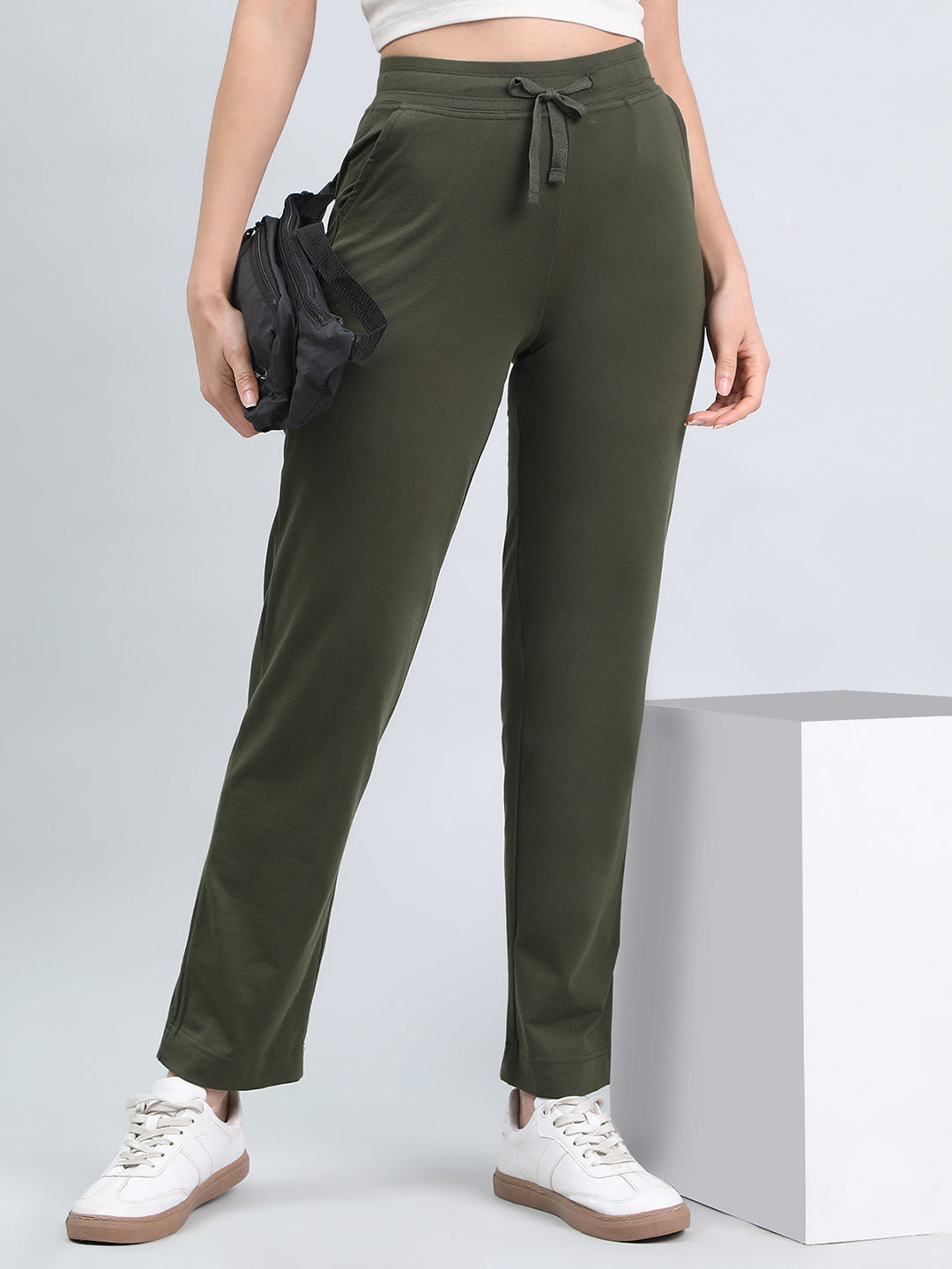 Dark Olive Cotton Stretch Track Pant