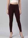 Dark Wine Cotton Stretch Ankle Length Leggings