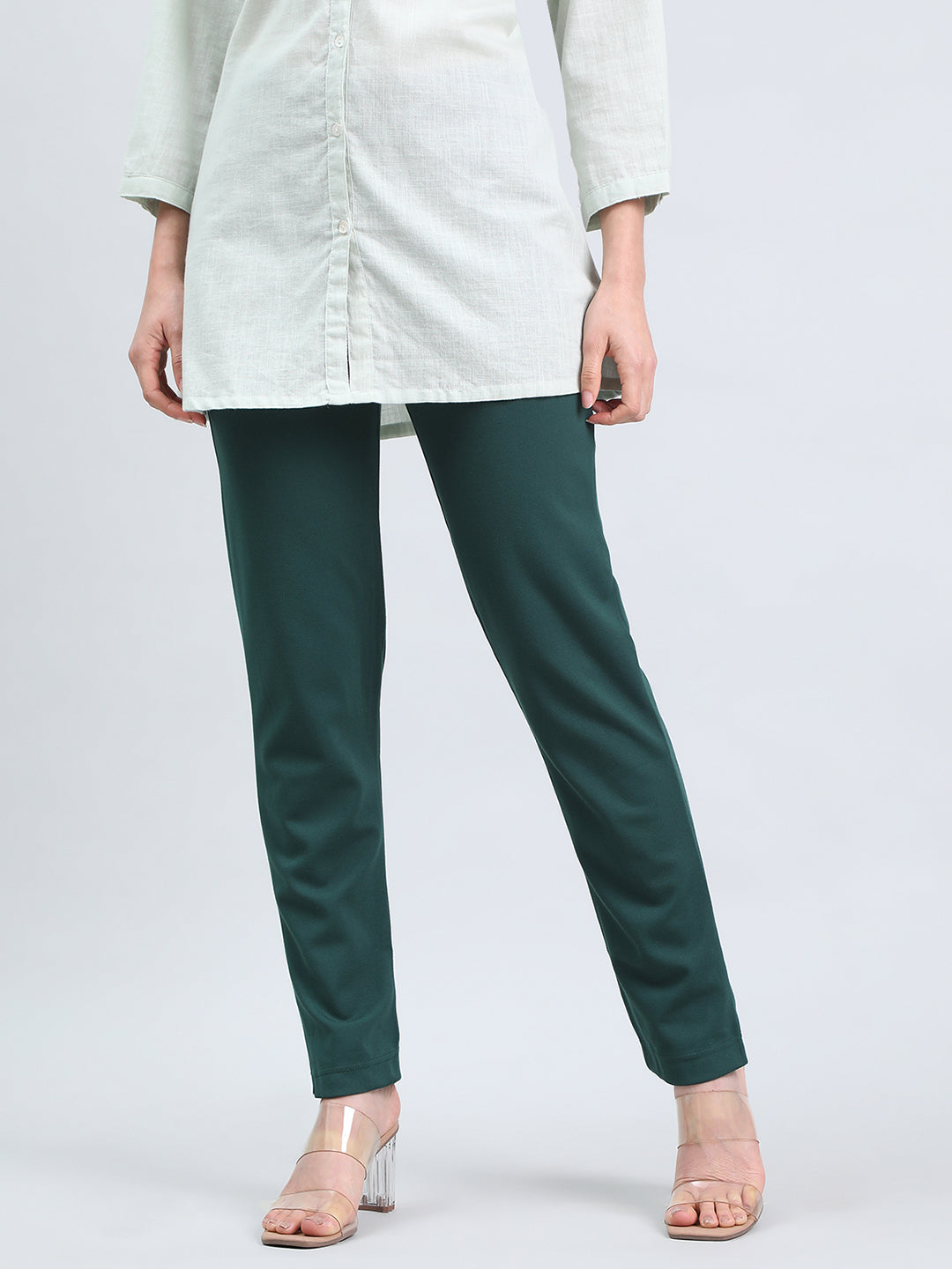 Bottle Green Ponte Smart Fit Kurti Pant