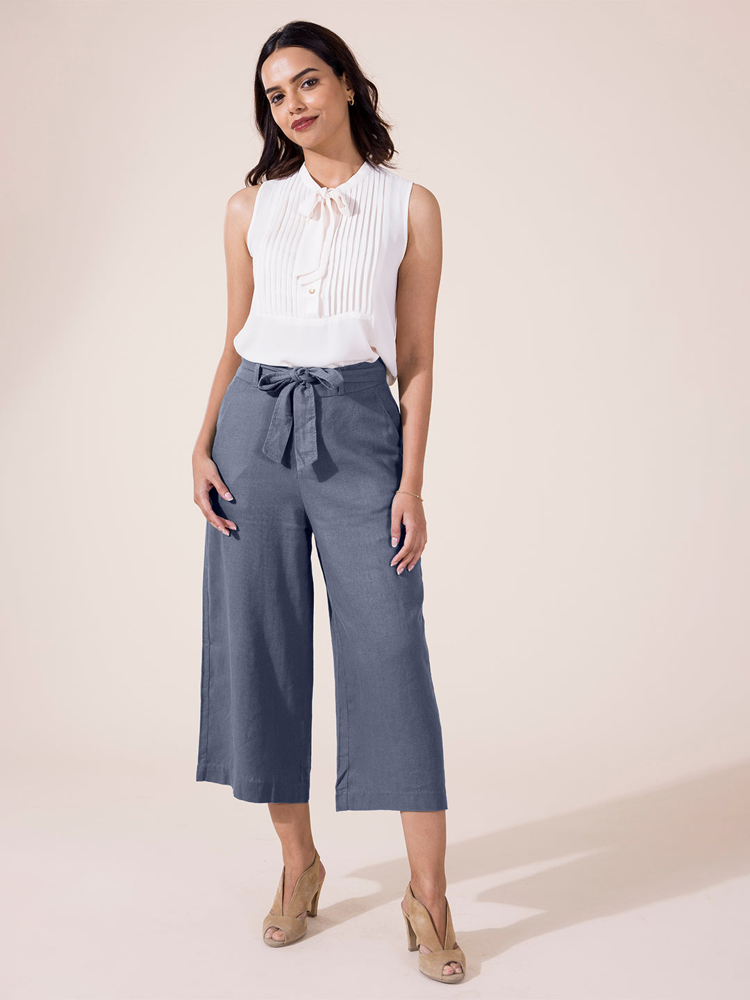 Buy STOP STRESSING BLUE DENIM CULOTTES for Women Online in India