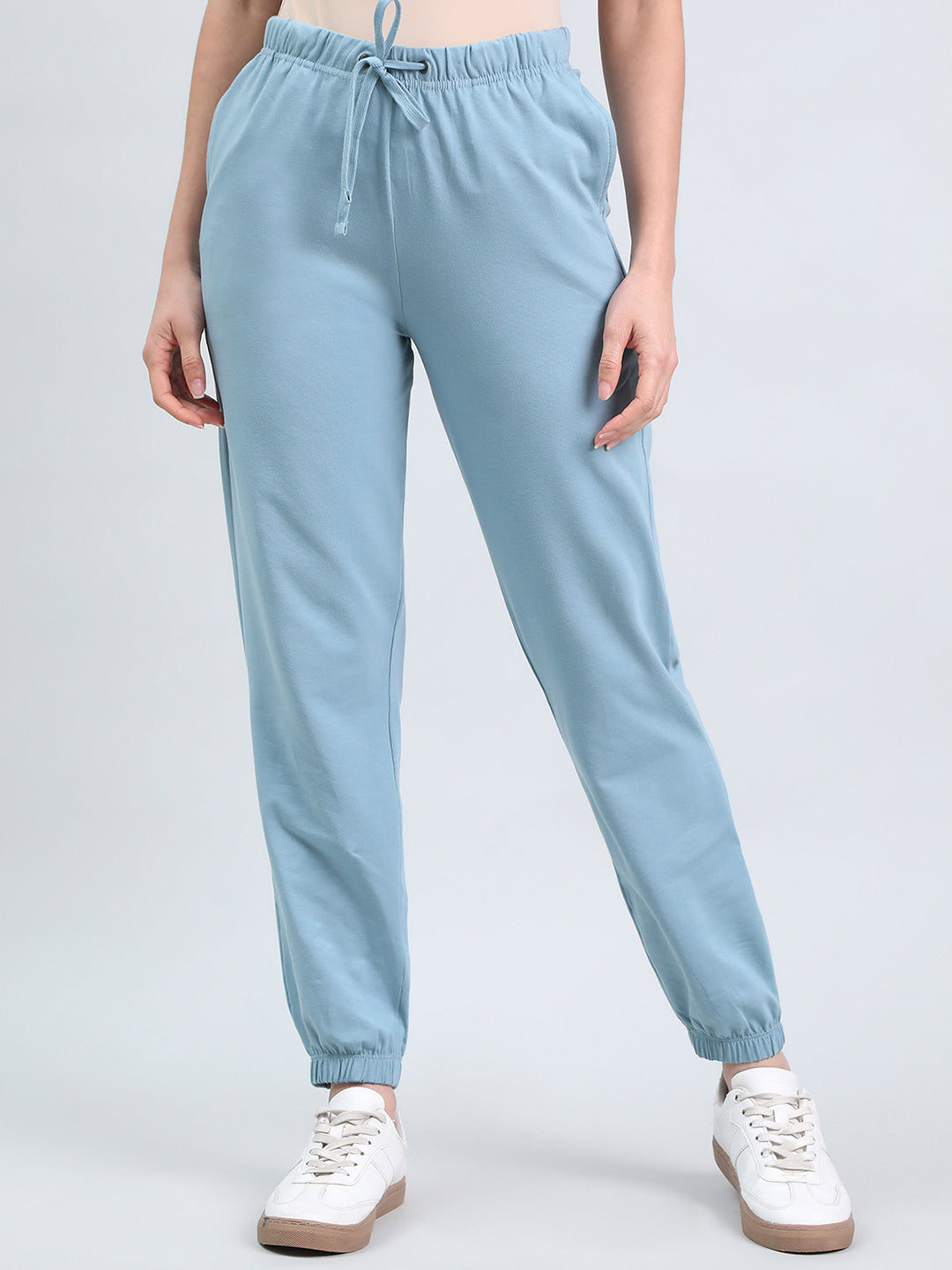 Dusty Blue Cotton Stretch Casual Joggers