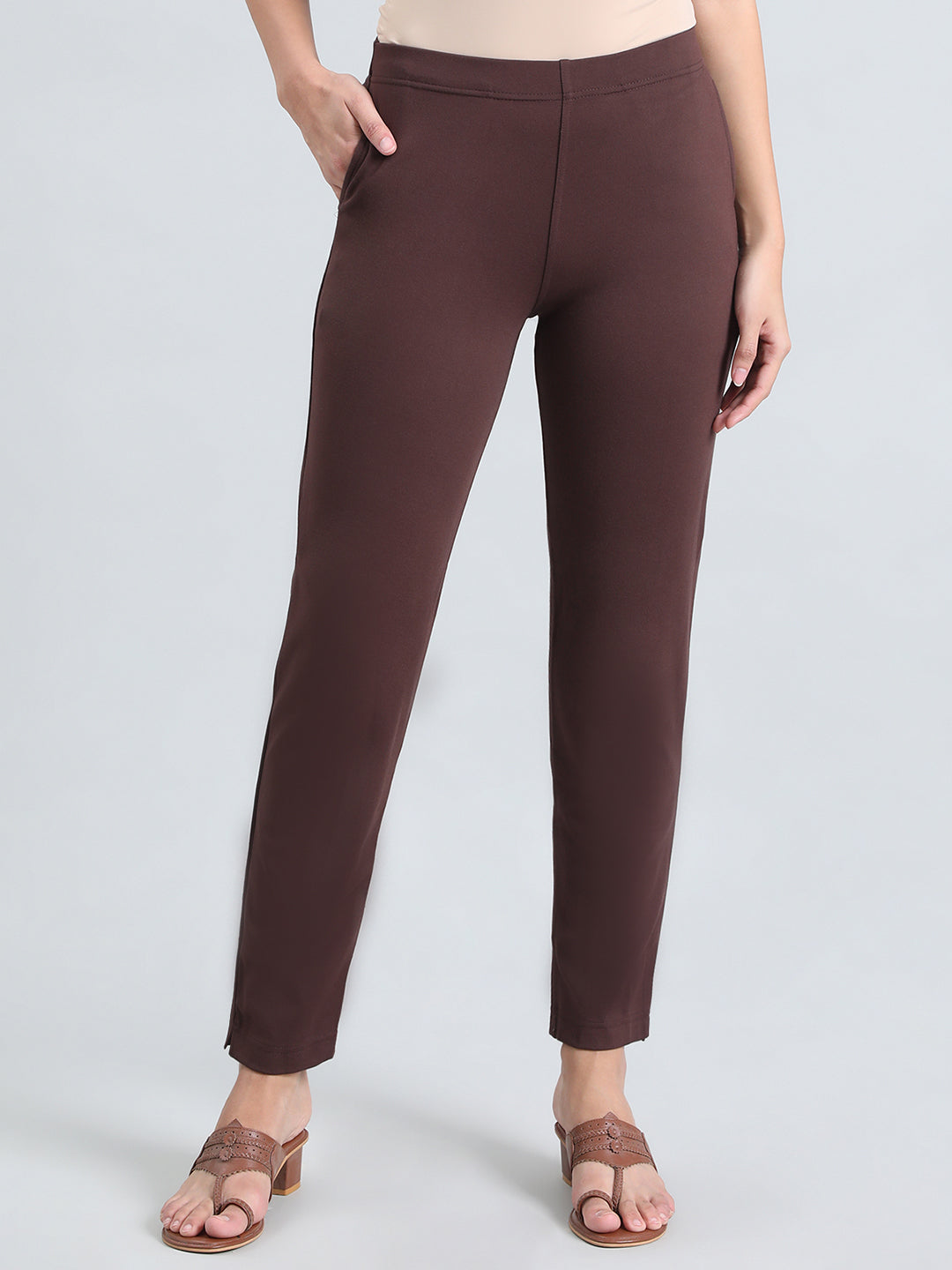 Dark Brown Ponte Smart Fit Kurti Pant