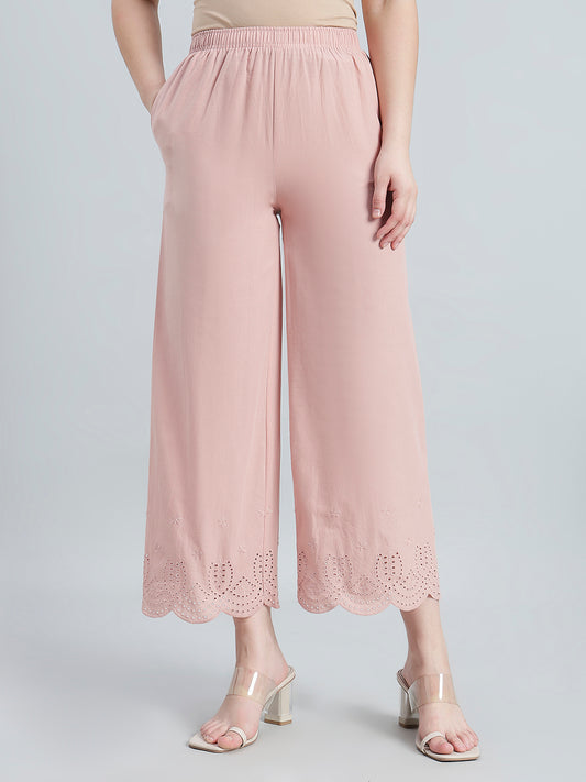 Baby Pink Cotton Hakoba Palazzo