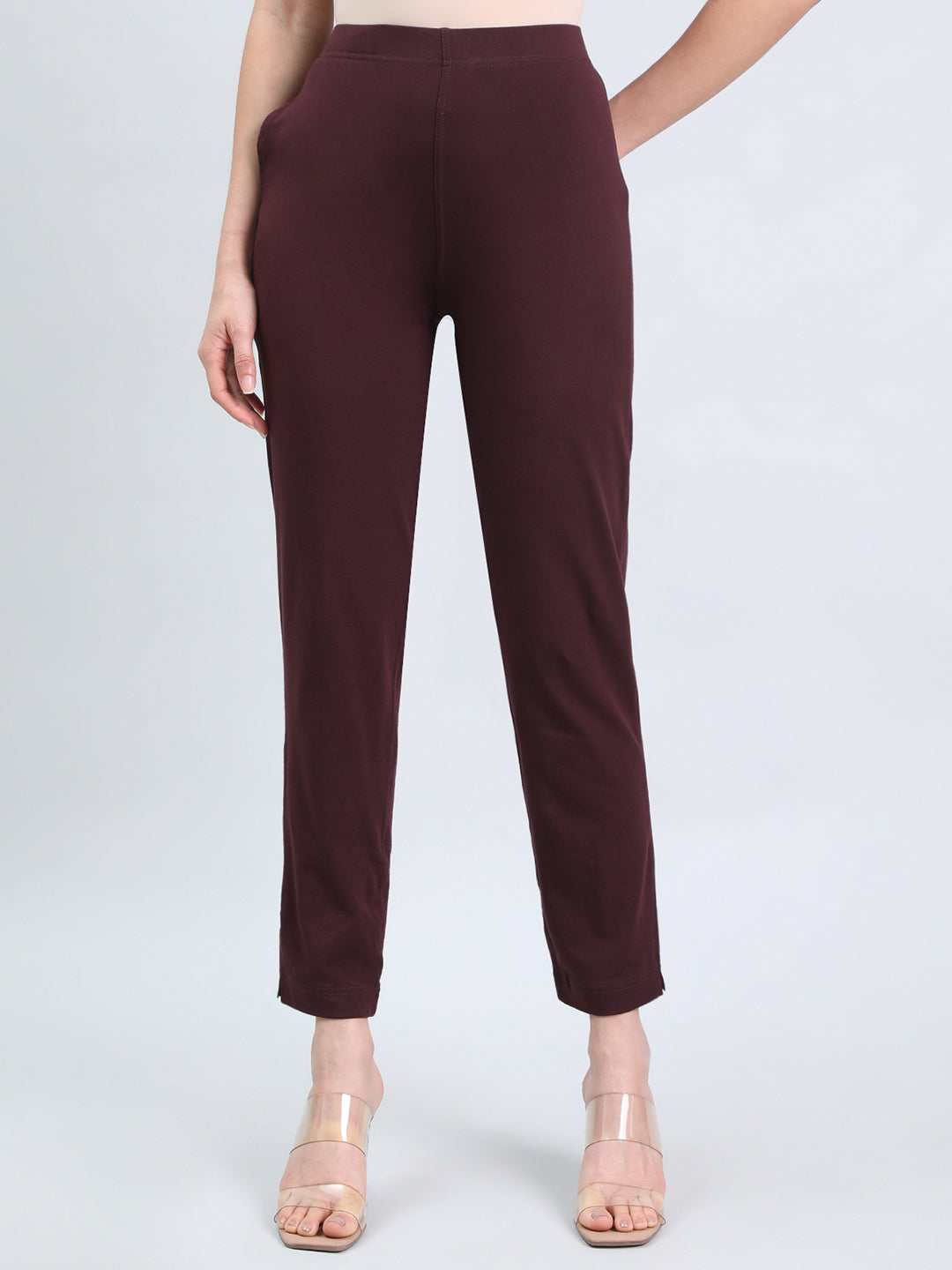 Dark Wine Cotton Stretch Kurti Pants