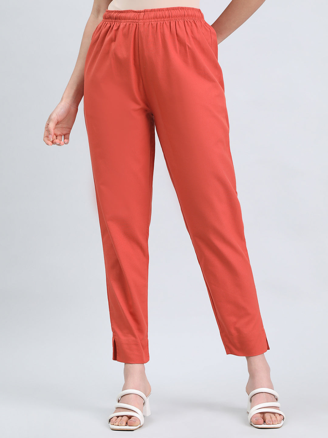 Rust Cotton Pencil Pant