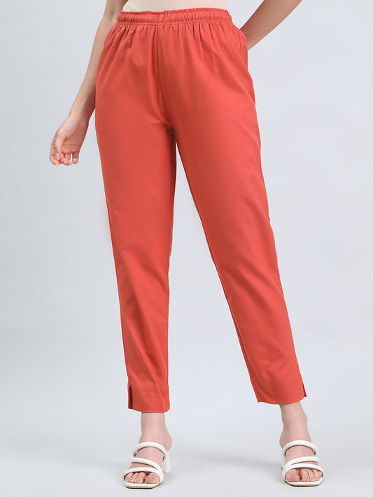 Rust Cotton Pencil Pant