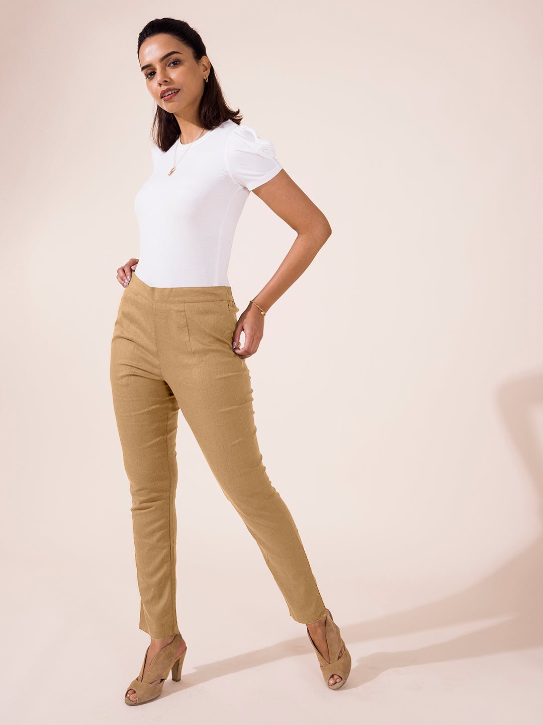 Light Brown Linen Pencil Pant