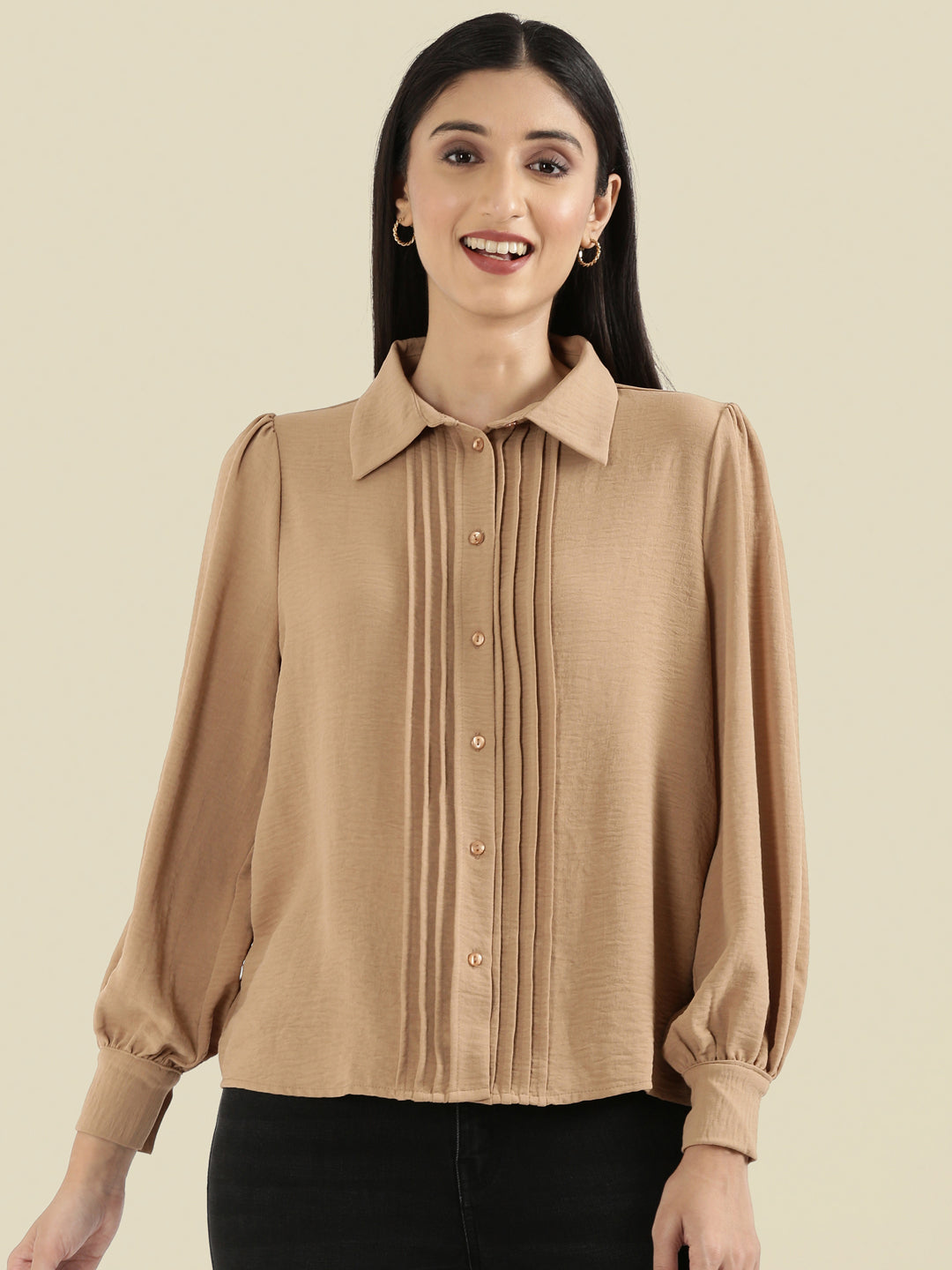 Hammered Classic Collar Pintuck Shirt