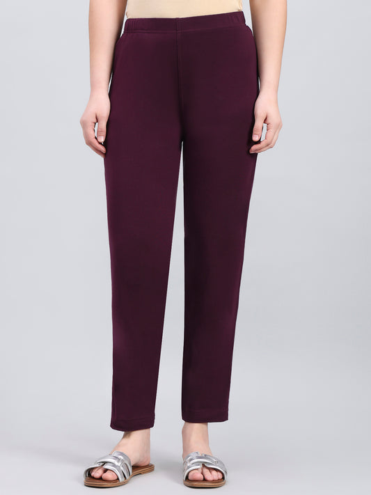 Dark Purple Cotton Stretch Kurti pants