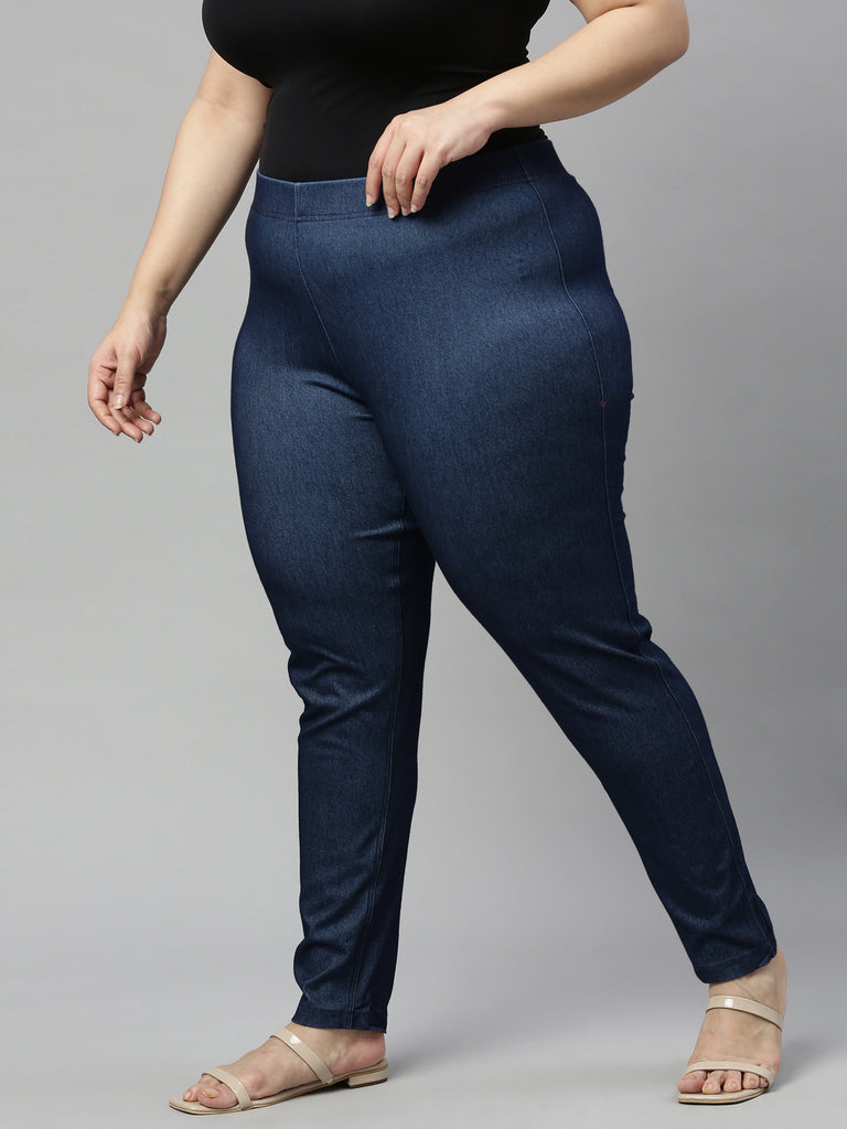 Cheap 6 Colors Women High Waist Solid Bottom Leggings Casual Jeans Slim  Pants Plus Size