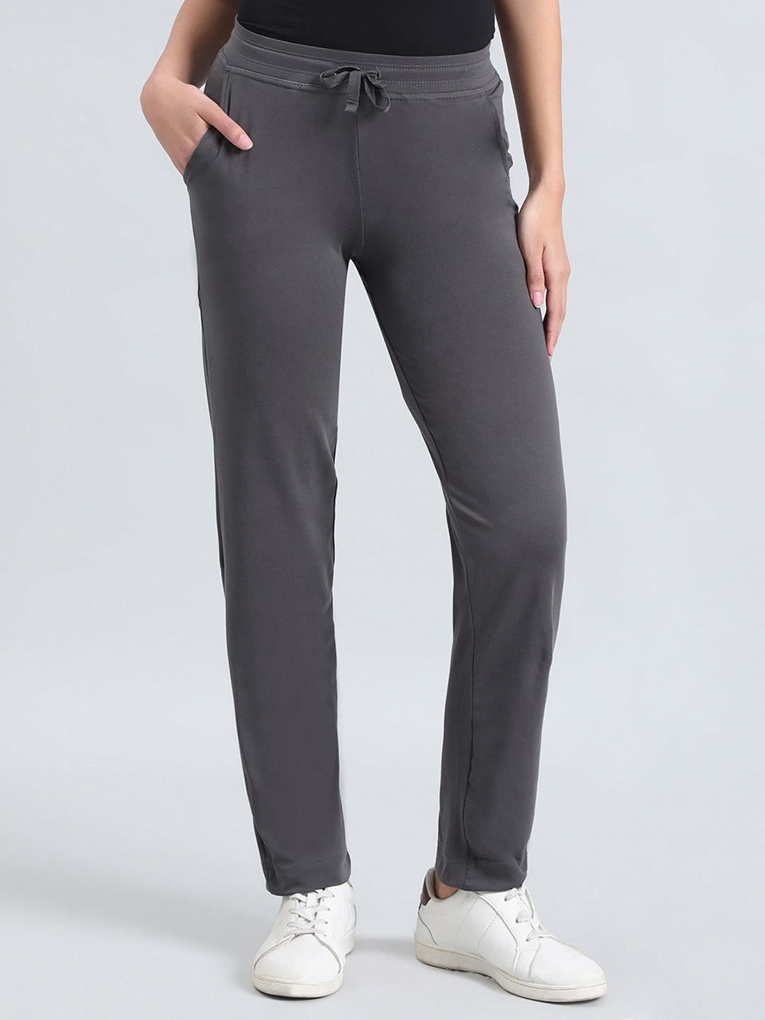 Silver Grey Cotton Stretch Track Pant