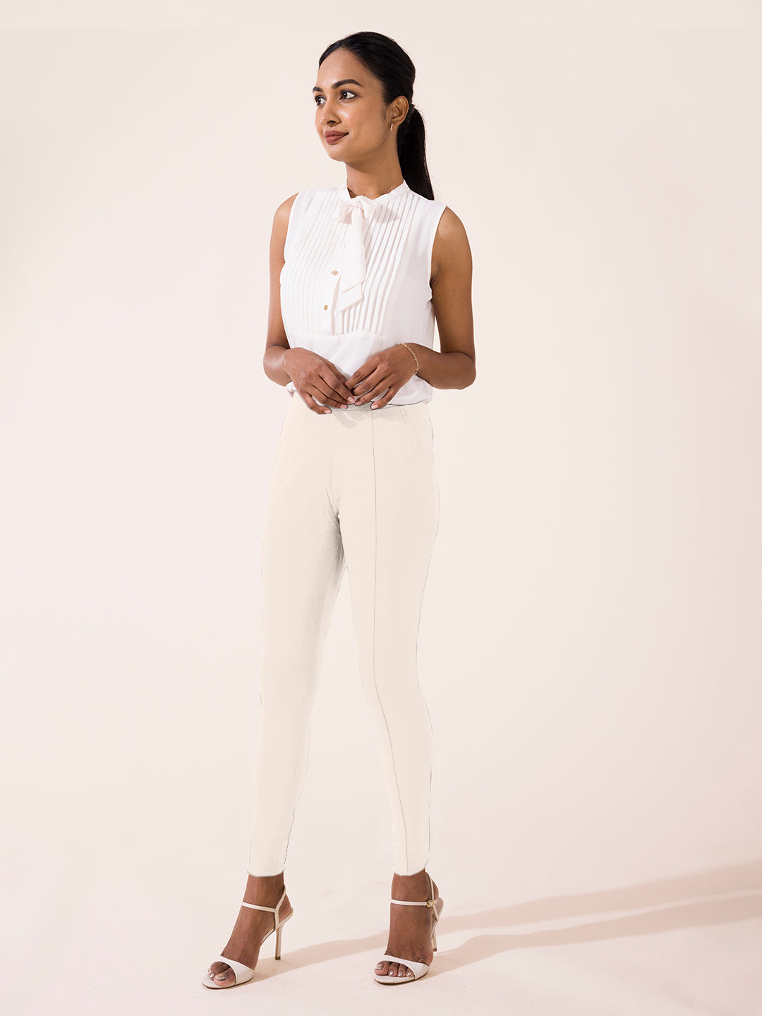 Light Beige Roma Ponte Pants