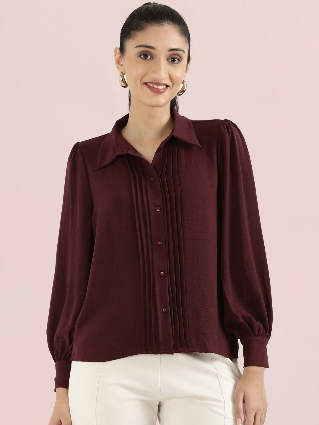 Hammered Classic Collar Pintuck Shirt