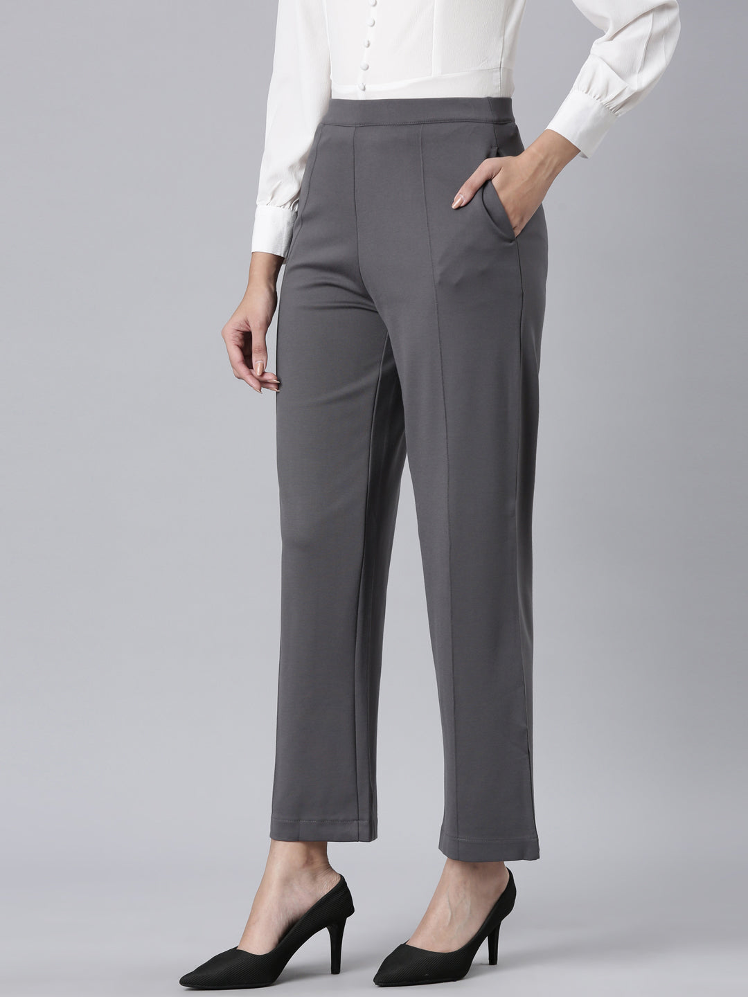 Silver Grey Roma Ponte Wide Pants
