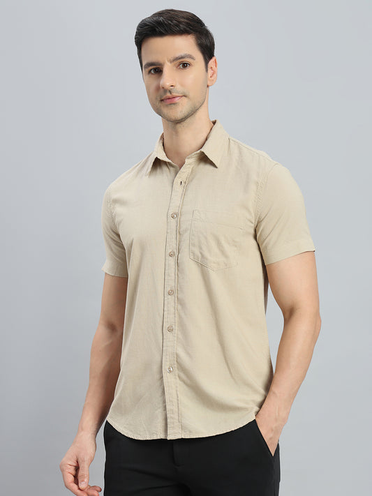 Linen Blend Regular Fit Half Sleeves Shirt